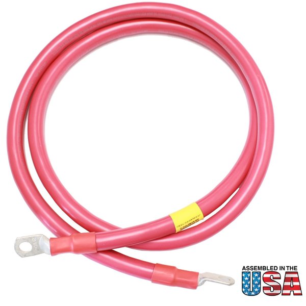 Exell Battery AWG #2/0 Red Battery Interconnect Cable 5 Ft with 3/8" Lugs BIC-20AWGRED5FT